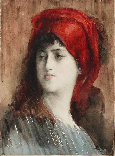 Jeune fille au turban rouge, Marcel Briguiboul, 1857-1892