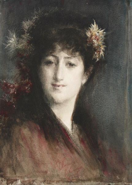 Jeune femme aux fleurs dans les cheveux, Marcel Briguiboul, 1857-1892