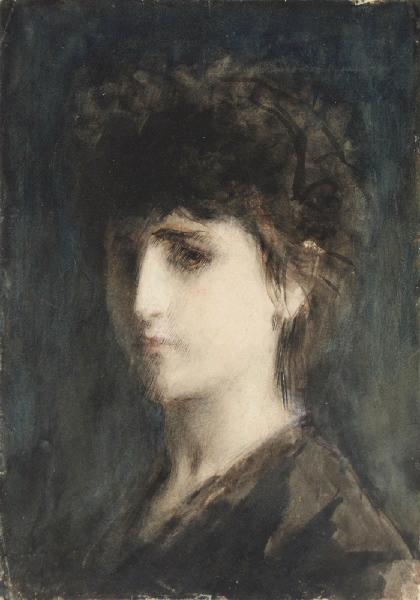 Visage de femme dans la pénombre, Marcel Briguiboul, 1857-1892