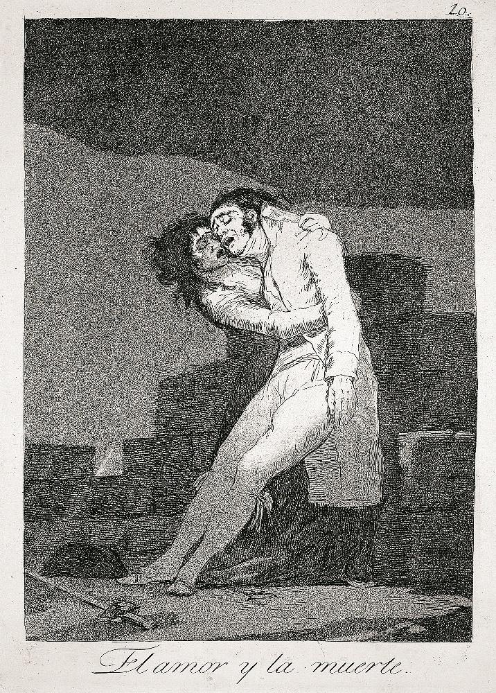 Les Caprices (Planche 10) : L'Amour et la mort ; El amor y la muerte_0