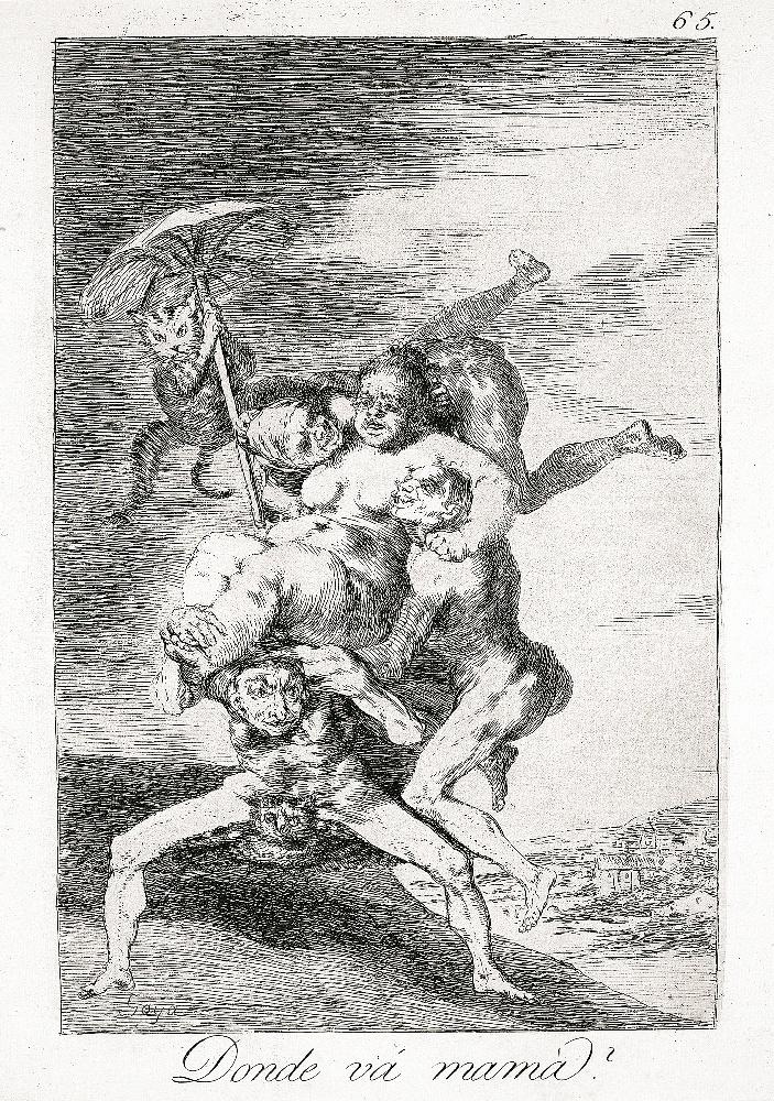 Les Caprices (Planche 65) : Où va maman ? ; Donde vá mamá, Francisco Goya, 1797-1799