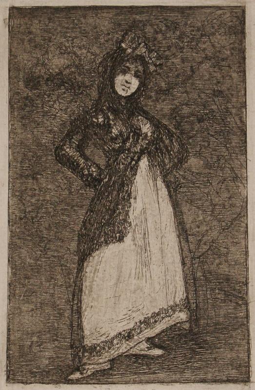 La Maja tournée vers la droite (ou Maja sur fond noir), Y LUCIENTES Francisco de Goya, 1825,1827,1859