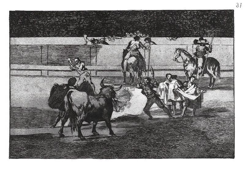 La tauromachie (Planche 31) : Banderilles de feu ; Banderillas de fuego_0
