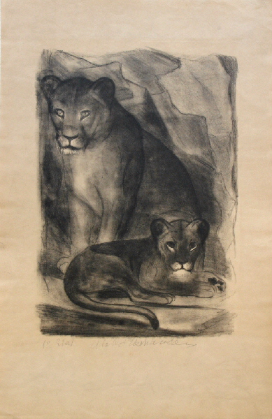 Lionne et lionceau (1er état), Mateo Hernandez, 1ère moitié 20e siècle