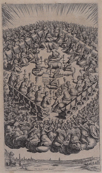 Alcazar in Apocalyptus (gravure illustrant le livre publié en 1619 par le Jésuite Louis Alcazar sur l'Apocalypse selon St jean), Juan de Jauregui, 1er quart 17e siècle
