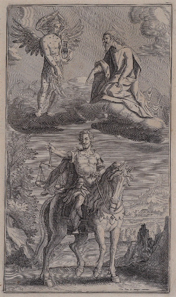 Alcazar in Apocalyptus (gravure illustrant le livre publié en 1619 par le Jésuite Louis Alcazar sur l'Apocalypse selon St jean), Juan de Jauregui, 1er quart 17e siècle