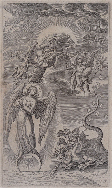 Alcazar in Apocalyptus (gravure illustrant le livre publié en 1619 par le Jésuite Louis Alcazar sur l'Apocalypse selon St jean), Juan de Jauregui, 1er quart 17e siècle