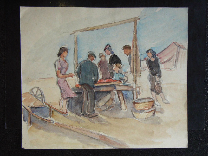 Scène de marché, Pierre Rivemale, 2e quart 20e siècle