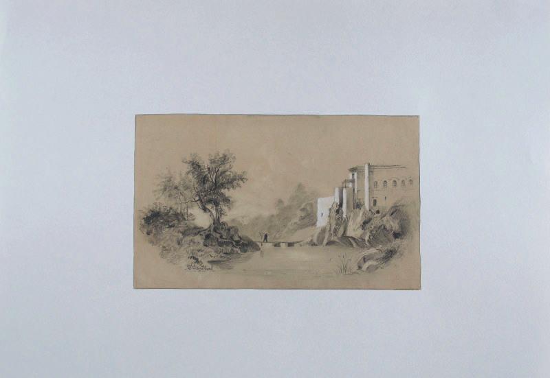 Bâtisse au bord d'une rivière, Marcel Briguiboul, 1857-1892