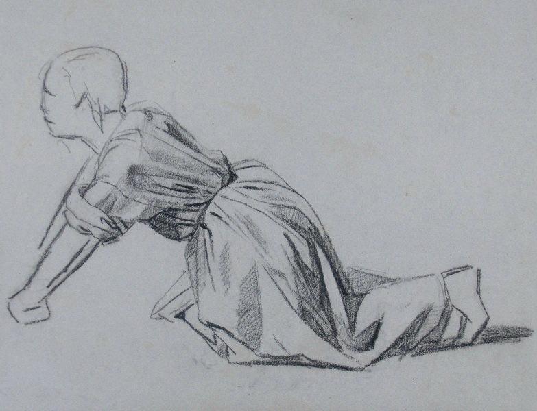Personnage agenouillé, Marcel Briguiboul, 1857-1892