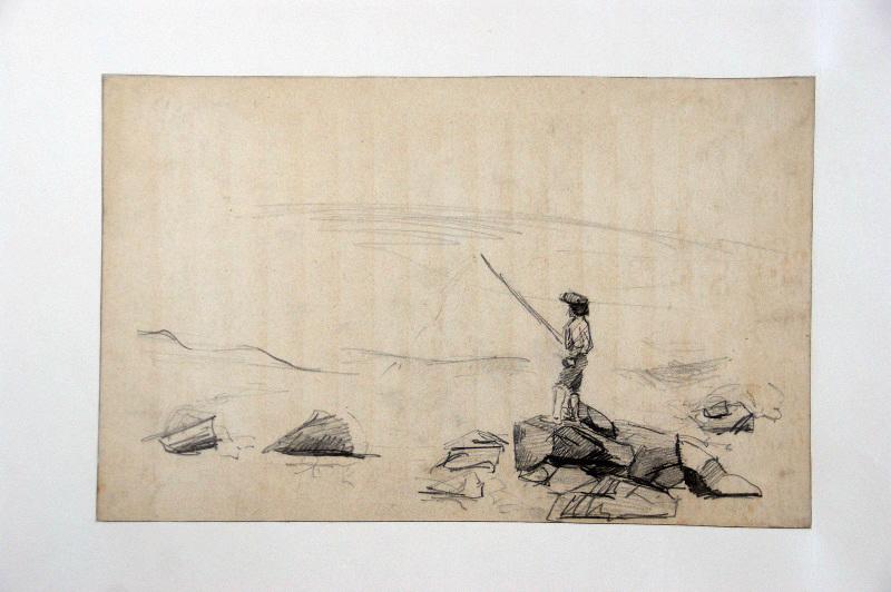 Pêcheur sur un rocher, Marcel Briguiboul, 1857-1892