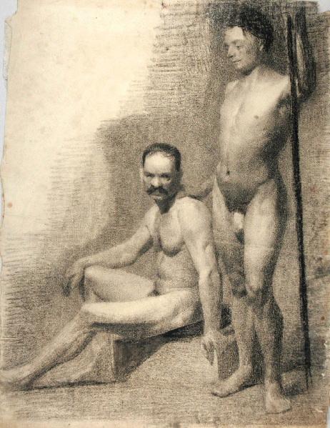 Hommes nus debout et assis, Marcel Briguiboul, 1857-1892