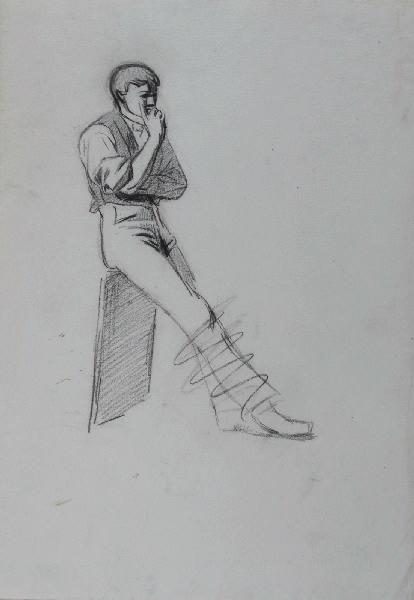 Etude d'homme en appui, Marcel Briguiboul, 1857-1892