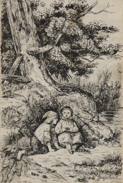 Enfants au pied d'un arbre, Marcel Briguiboul, 1857-1892