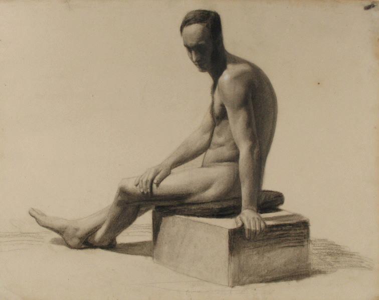 Homme nu assis de profil, Marcel Briguiboul, 1857-1892