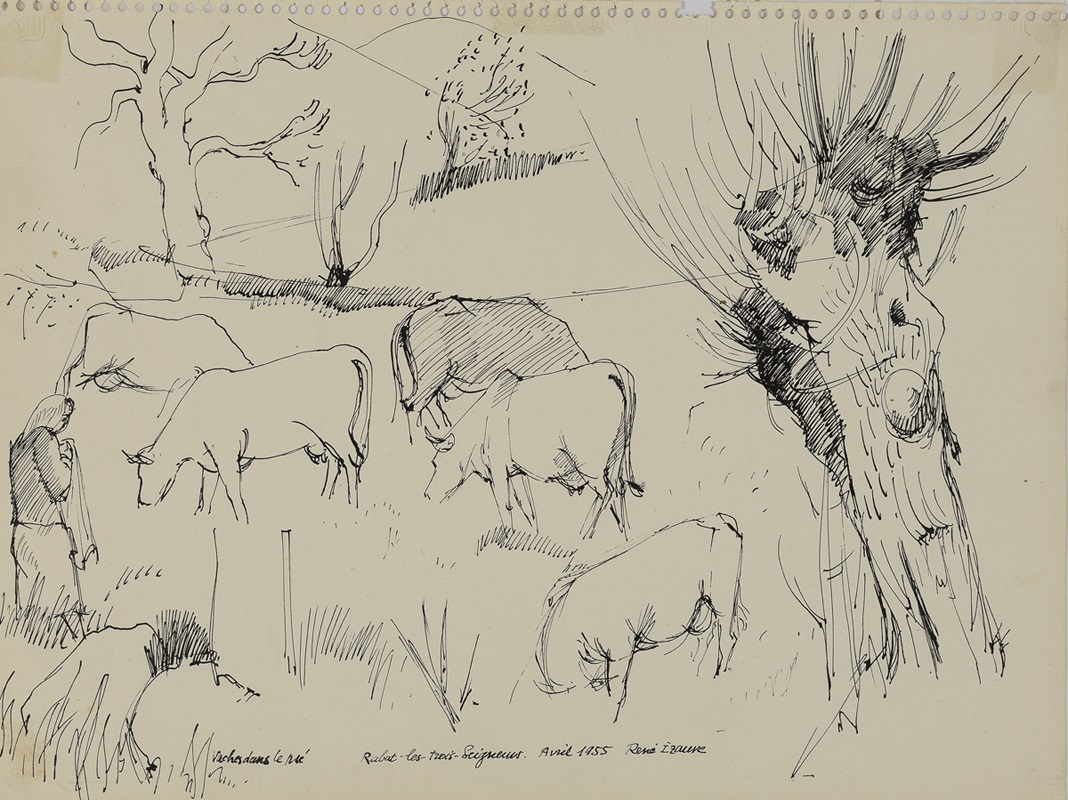Vaches dans le pré, Rabat-les-Trois-Seigneurs, René Izaure, 1955