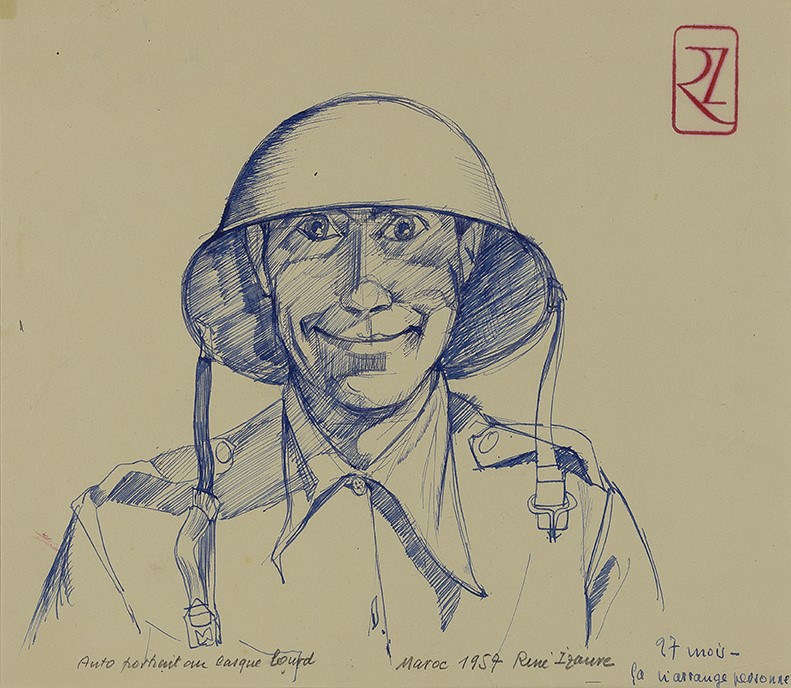 Autoportrait au casque lourd, Maroc, René Izaure, 1957