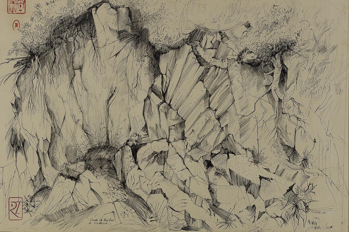 Etude de rochers à Vicdessos, René Izaure, 1957