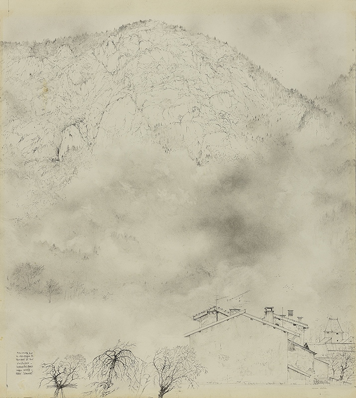 Brumes sur la montagne de Berquié et sur Vicdessos, René Izaure, 2000