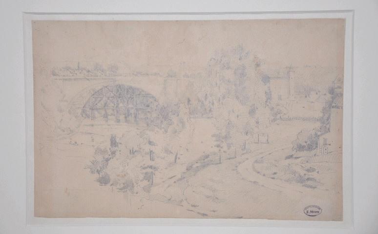 Vue perspective des ponts de Lavaur et du Travet ; Construction du pont de chemin de fer, Etienne Mazas, 4e quart 19e siècle