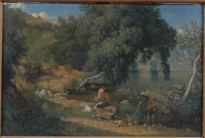 Paysage au baigneur, Benjamin Duston, 2e quart 19e siècle, 3e quart 19e siècle