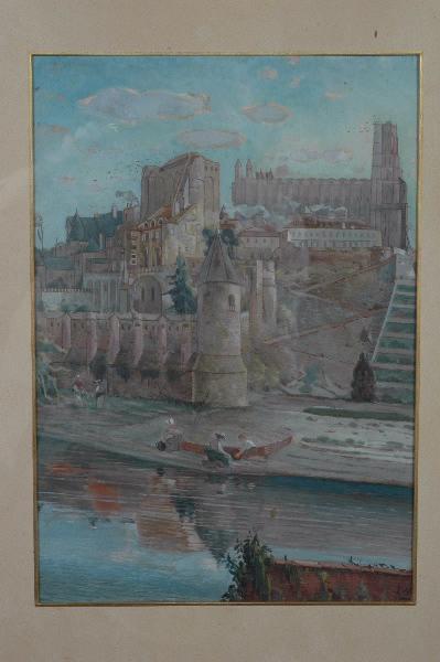 Vue de la cathédrale d'Albi depuis le Tarn, Etienne Mazas, 1888
