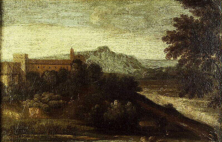 Vue d'un couvent dans un site montagneux et boisé, Gaspard Dughet, 17e siècle