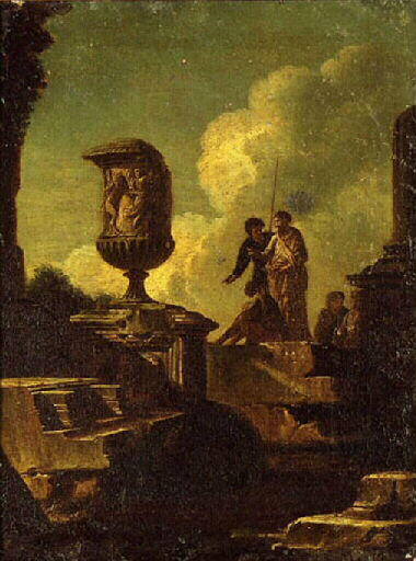 Paysage avec des ruines antiques et un vase Médicis brisé_0
