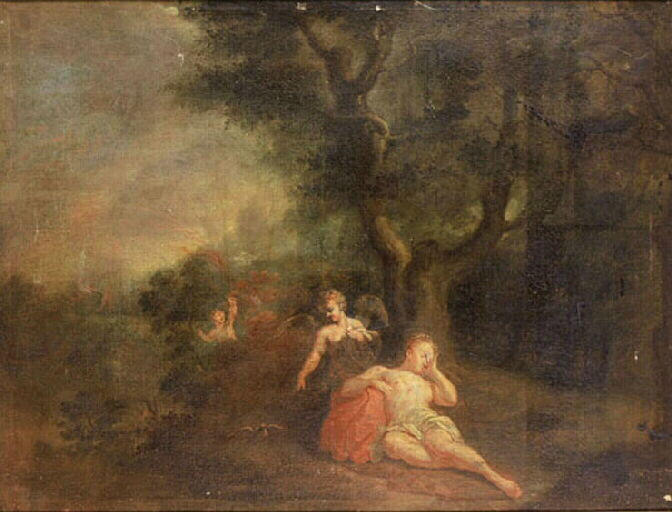 Femme endormie dans un paysage_0