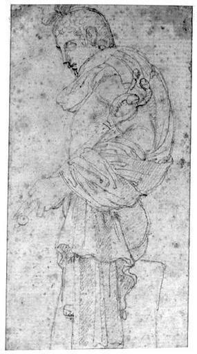 Alvarez dessinant (assis vu de dos) ; Personnage drapé au verso_0