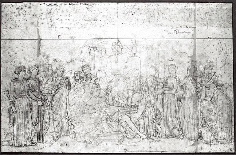 La Naissance des Muses (Ensemble de la composition). Quelques motifs de vases, et reprise sommaire de Terpsichore_0