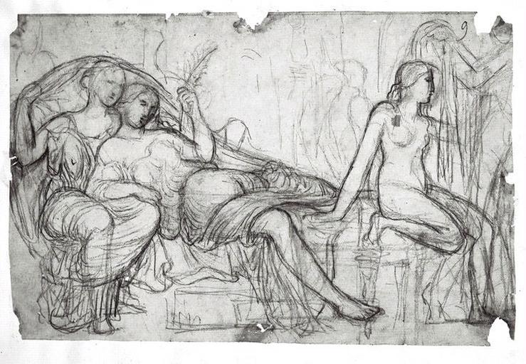 Erato (assise), Mnémosyne (soutenue par Latone et Euterpe tendant une tunique à Erato)_0
