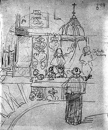 Le Catéchisme (Un prêtre, de dos, fait une leçon à des enfants placés devant deux religieuses)_0