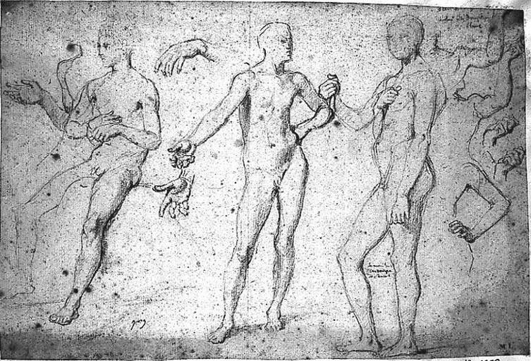 Etudes pour plusieurs personnages (Le Dauphin, Pastourel, l'hommes des armes et peut-être, avec main sur la hanche, un héraut, avec des variantes pour les bras)_0