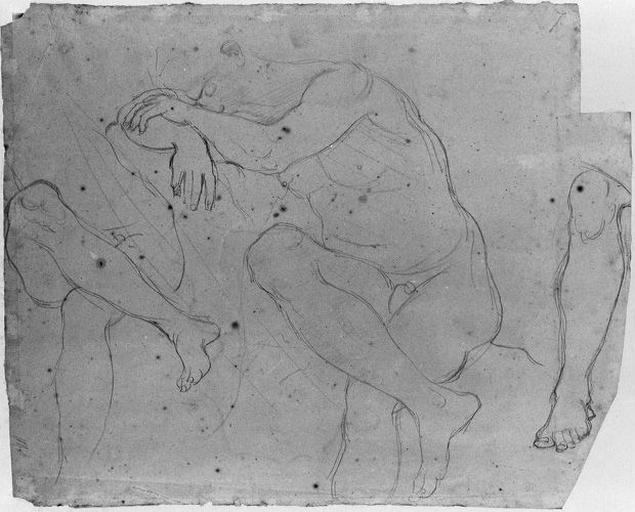 Ossian (Nu, avec deux reprise des jambes). Verso : reprise de tous les contours_0