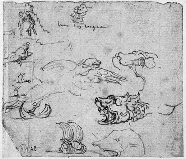 Croquis pour le décor et les accessoires (Tête de monstres, barque, etc.)_0