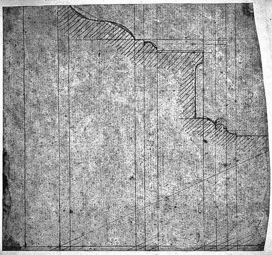 Longin (Trois études pour son bras gauche et sa tablette. Verso : Profil de corniche ou d'encadrement)_1