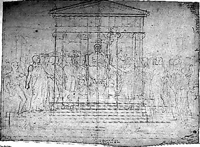 Homère déifié (Ensemble de la composition, calque de l''Apothéose d'Homère' et nouveau temple antique)_0