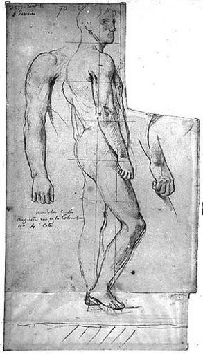 Euripide (Nu, debout, de profil, avec deux reprises du bras droit). Verso : Reprise de la main droite_0