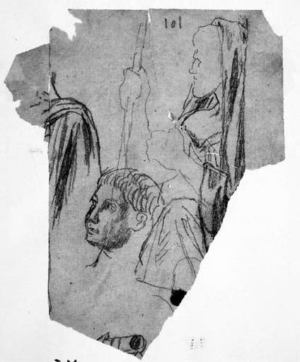 Pausanias (son visage drapé et ses deux bras), Pline (sa tête) et personnage inconnu (son épaule)_0