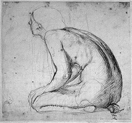 Jeune Femme accroupie (De profil vers la gauche), Jean-Auguste-Dominique Ingres, 1842