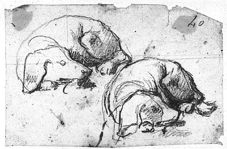 Famille au chien (Deux études pour le chien)_0