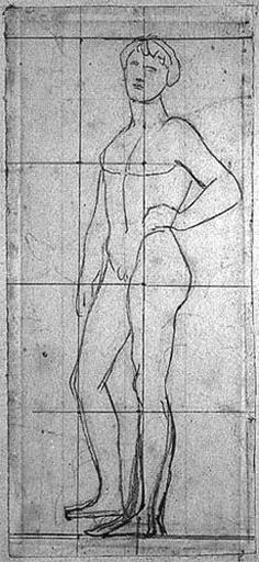 Jeune Homme debout ; Verso : Même motif, Jean-Auguste-Dominique Ingres, 1843-1847