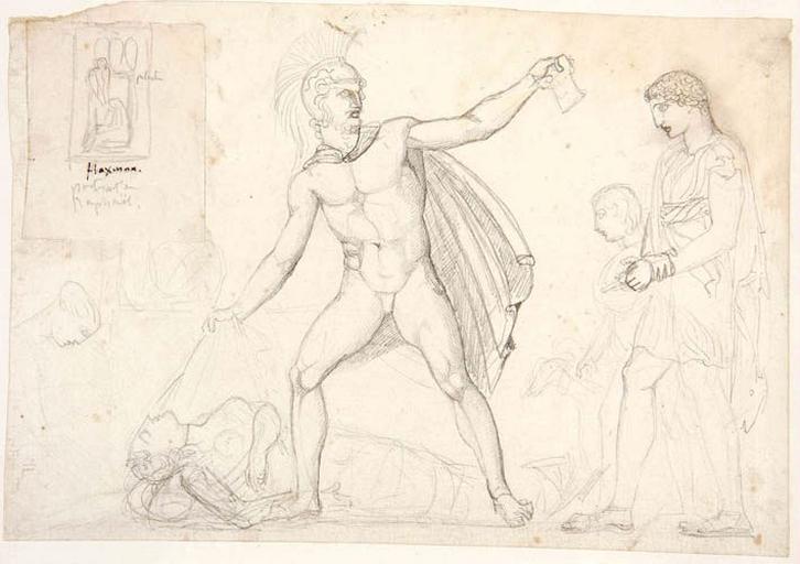 Mort de Phèdre. Ensemble de la composition (Et petite scène peu lisible sur un collé)_0