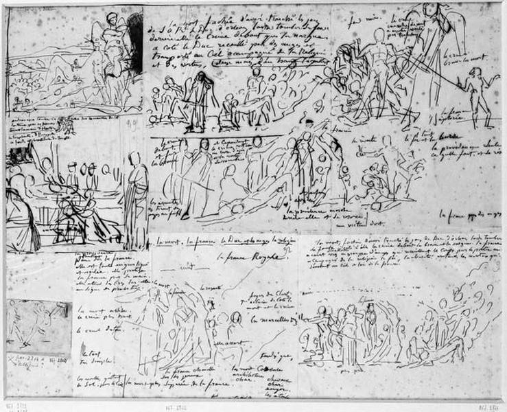 Croquis de la composition : La mort du Duc d'Orléans_0