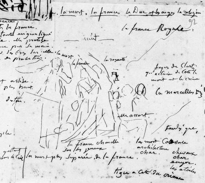 Croquis de la composition : La mort du Duc d'Orléans_0