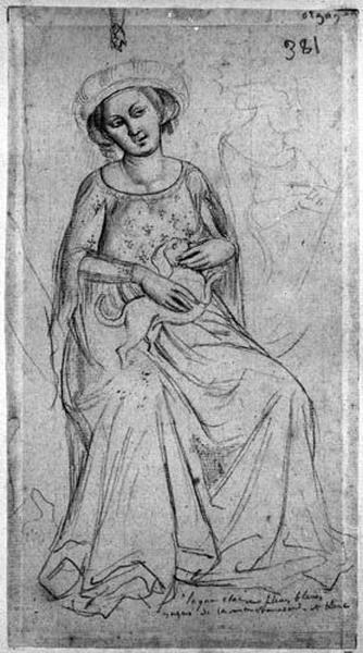 Femme assise en costume du XIVe siècle_0