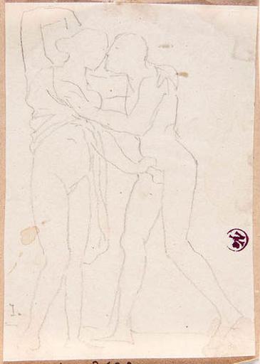 Couple nu se caressant (Homme drapé, à mi-corps, tourné vers la droite)_0