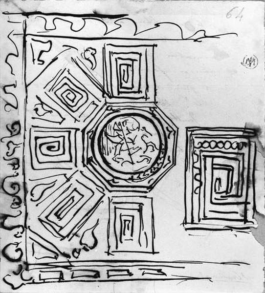 Mosaique antique (Bellérophon monté sur Pégase, entouré de motifs de grecques)_0