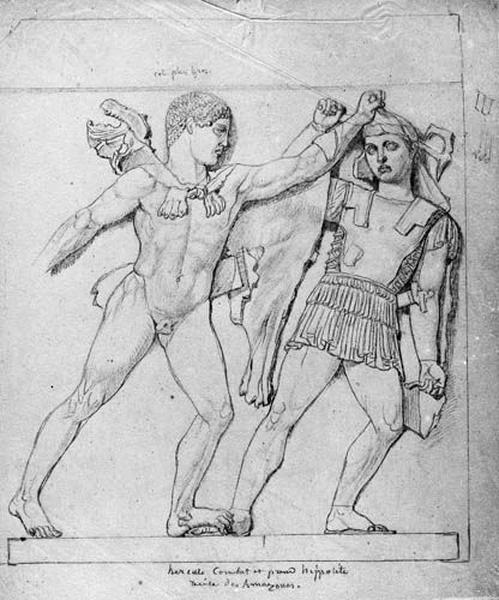 Hercule saisissant Hippolyte, reine des Amazones_0